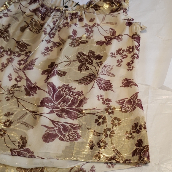 DVF New 'Rebekah' SILK Gold Metallic Printed Top Blouse NWT Women's 10 CHIC 🎉HP - Picture 11 of 14